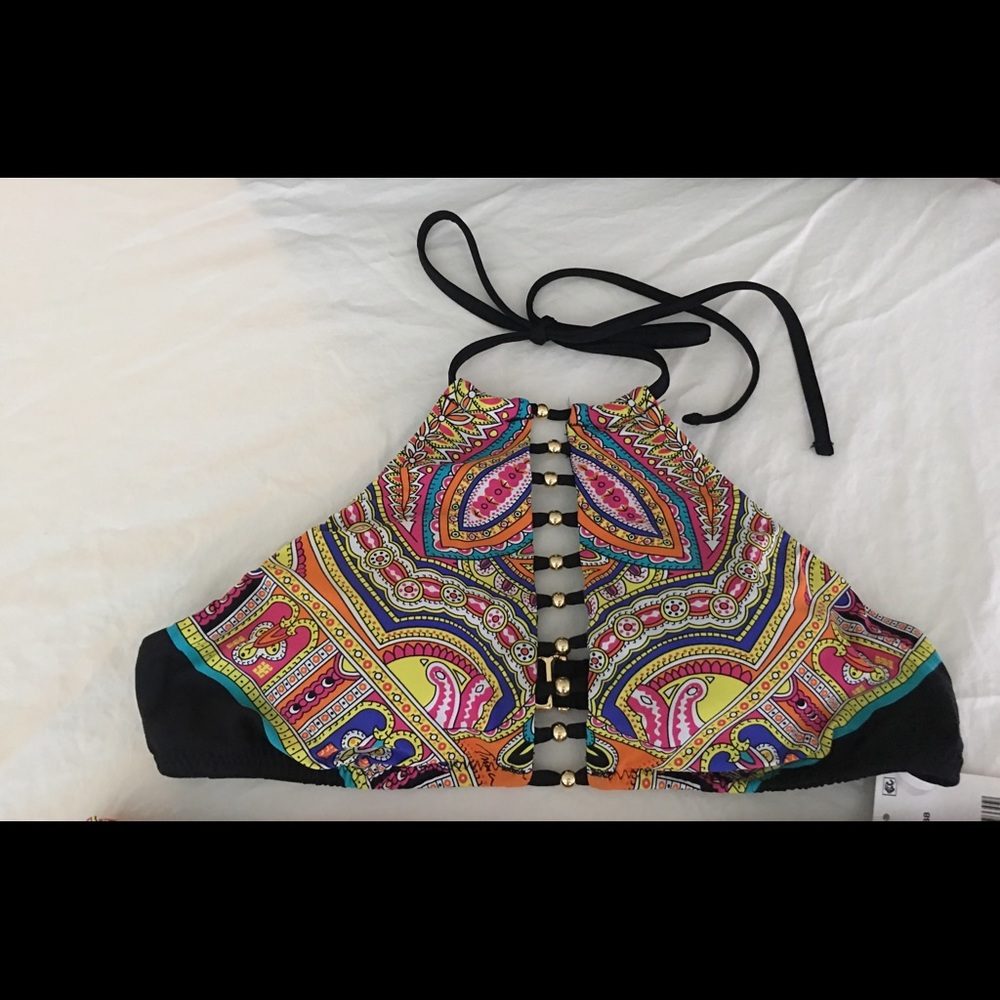 NWT Trina Turk Bikini Set Black Gold Red Purple - Picture 7 of 8